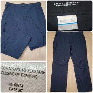 Columbia Pants Mens 42 X 32 Black Omni- Shield Advanced Outdoors Nylon Blend